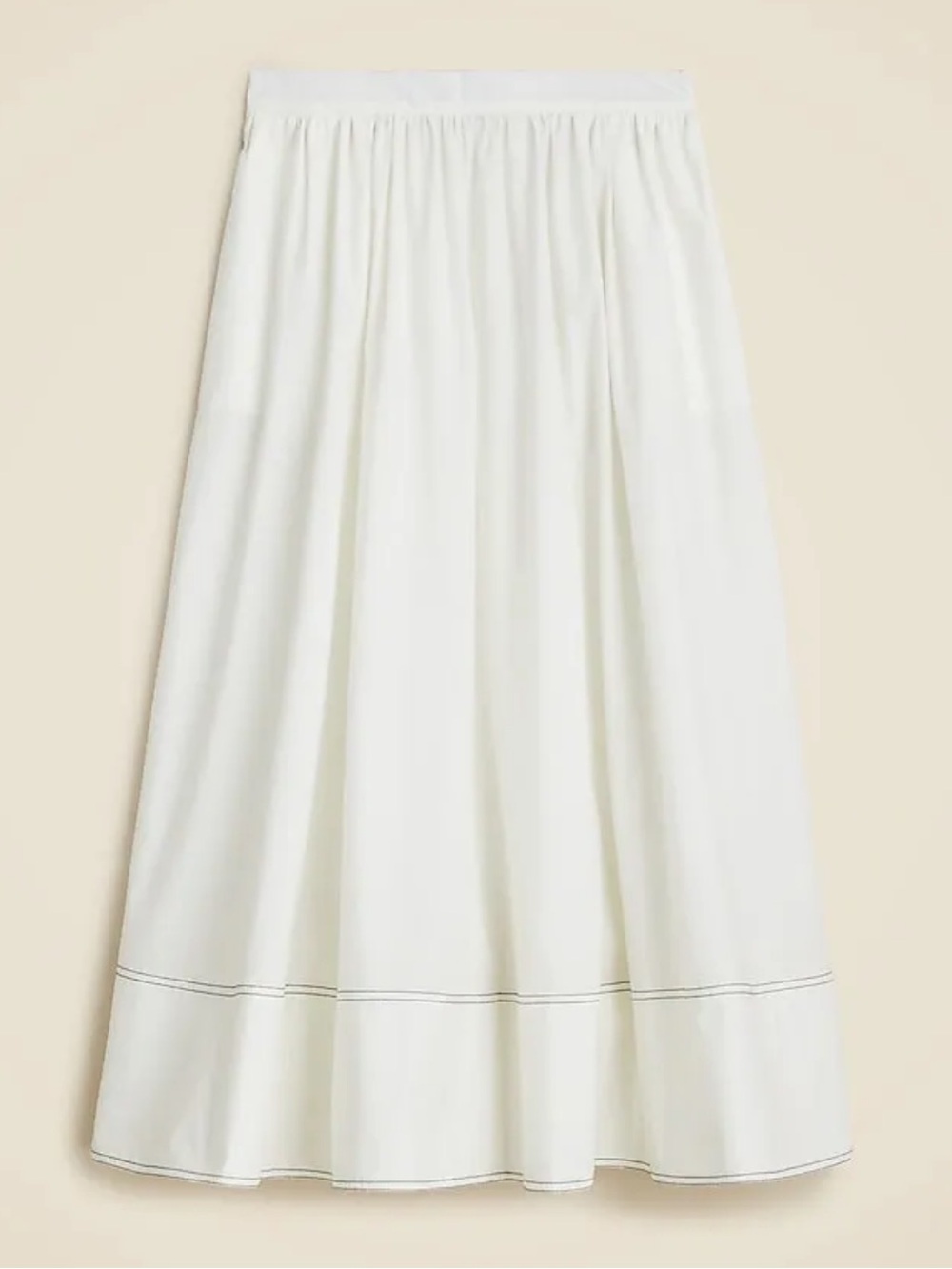 NWTs J. Crew Contrast-stitch maxi skirt in cotton poplin